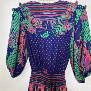 Diane Fres vintage georgette whimsical floral and polka dots size medium…